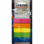 Набор самоклеящихся этикеток-закладок "deVENTE" пластиковые полупрозрачные, в диспенсере Z-сложение, 45x12 мм, 5x30 листов, 5 неоновых цветов, в картонном блистере