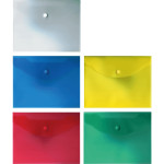 Папка-конверт на кнопке "deVENTE" A5+ (190x240 мм) 180 мкм, полупрозрачная ассорти (полупрозрачная, красная, синяя, зеленая, желтая)