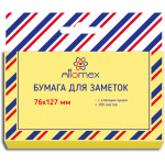 Клейкая бумага для заметок "Attomex" 76x127 мм, 100 листов, офсет 60 г/м², желтая
