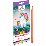 Карандаши цветные "Attomex. Unicorn" 12 цветов, М, диаметр грифеля 2,65 мм, шестигранные, в картонной коробке