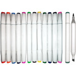 Набор маркеров для скетчинга "deVENTE. Emotion" 12 цветов, двусторонние (кистевидный 2 мм/скошенный до 5 мм), эргономичный трёхгранный корпус, чернила на спиртовой основе, в пластиковой упаковке