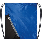 Сумка для сменной обуви "Attomex" 35x40 см, 1 отделение, внешний карман на молнии, водоотталкивающая ткань, на веревочной завязке, синяя с черным