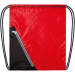 Сумка для сменной обуви "Attomex" 35x40 см, 1 отделение, внешний карман на молнии, водоотталкивающая ткань, на веревочной завязке, красная с черным