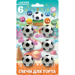 Набор свечей для торта "deVENTE. Football" 6 свечек-футбольных мячей, размер 2,5x2,5x2, в картонном блистере